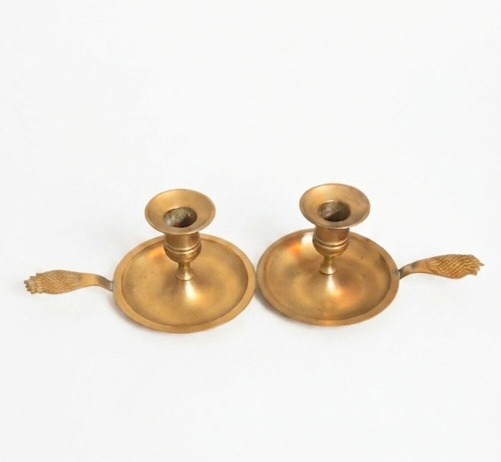 Brass Chamber Candlestick Holders Ornate Made In India
